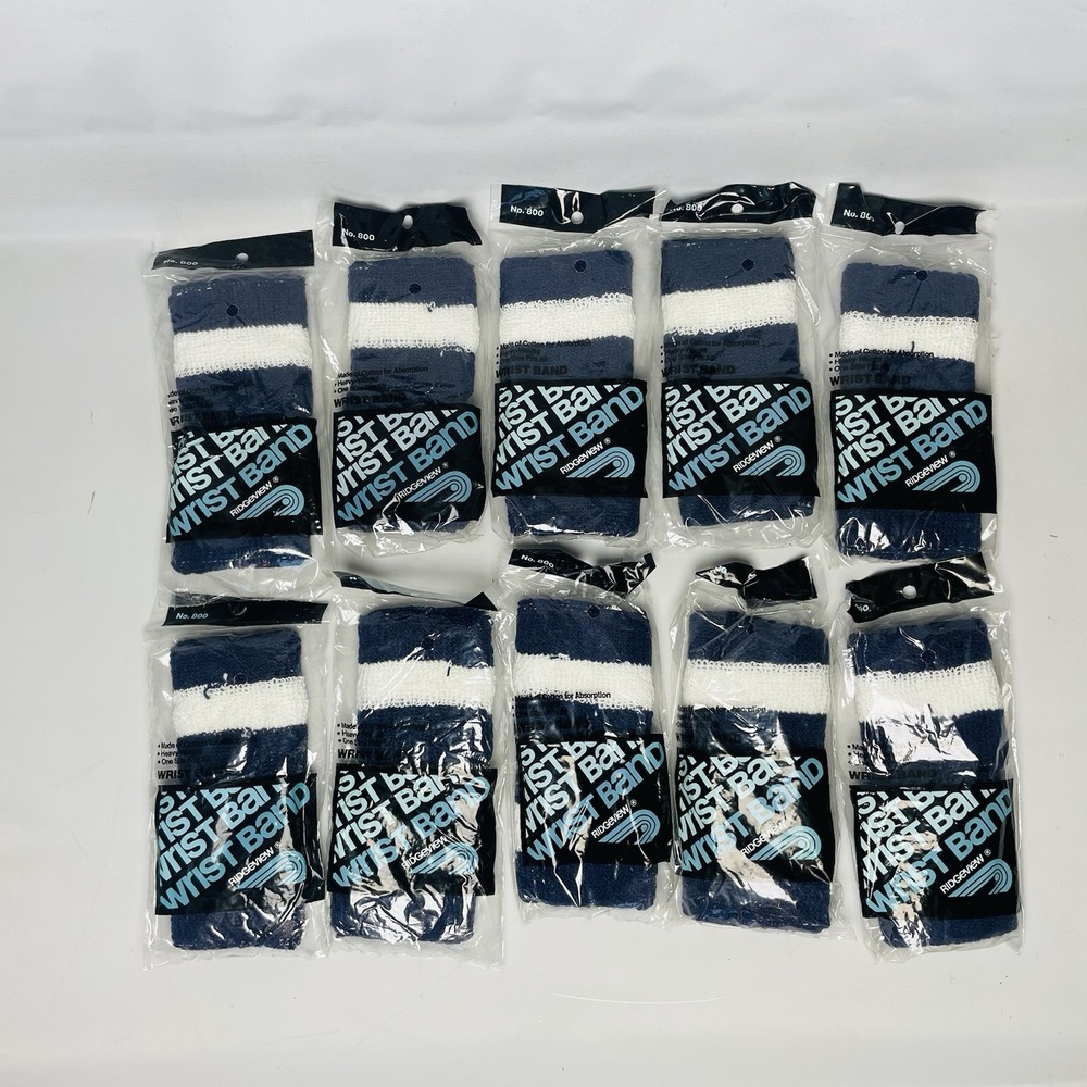 Navy & White Striped Wrist Bands Lot of 10 Pkgs 20 Total Ridgeview Cotton USA